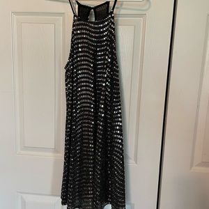 Black and silver sequin dress